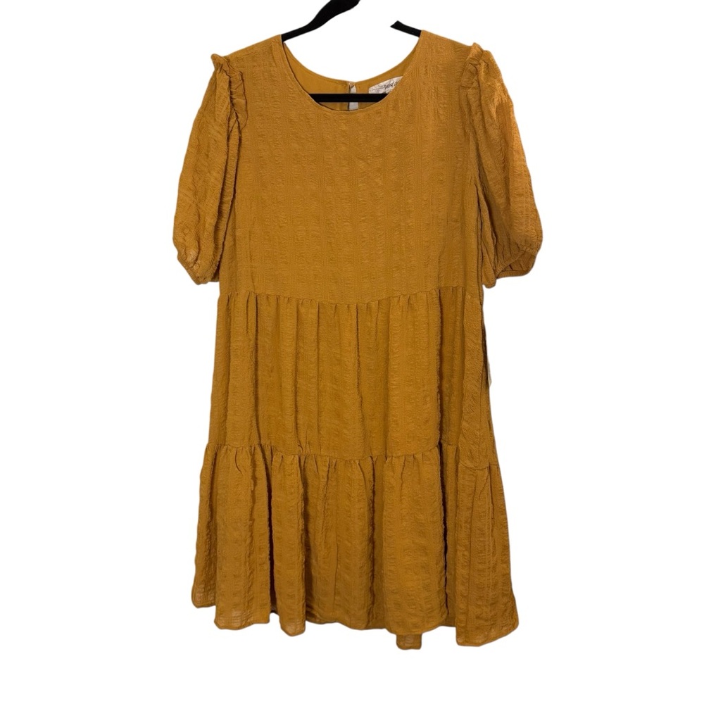 Rewind Women’s 90’s Style Gold Tiered Empire Waist Mini Dress sz XL